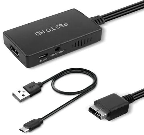 TIANXUAN PS1/PS2 to Hdmi Adapter Cable for Playstation 1/2/3 to HDMI Converter for Multifunctional HDTV TV Console Projector Monitor Support 480/720p & 16:9/4:3 Aspect Ratio