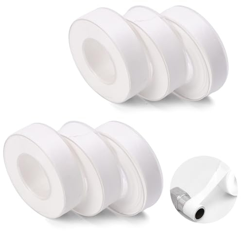 BRTNUP 6 Pack PTFE Tape, 18mm x 14m Leak-Proof Plumbing PTFE Thread Seal Tape for Pipes Shower Heads & Joints with Snap On Cover