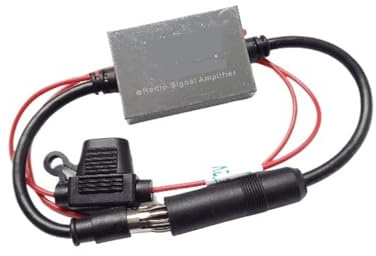 12V 24V Universal Metal Auto Car Radio FM Antenna Signal Booster Amp Amplifier For Marine Vehicle Enhance Wider Coverage