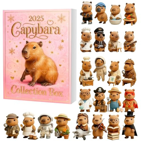 Wasserschwein Adventskalender 2025, 24 Tage Wasserschwein Ornamente Weihnachts Countdown Kalender, Niedlich Wasserschweins Anhänger Adventskalender, Lustig Wasserschweines Dekorationen