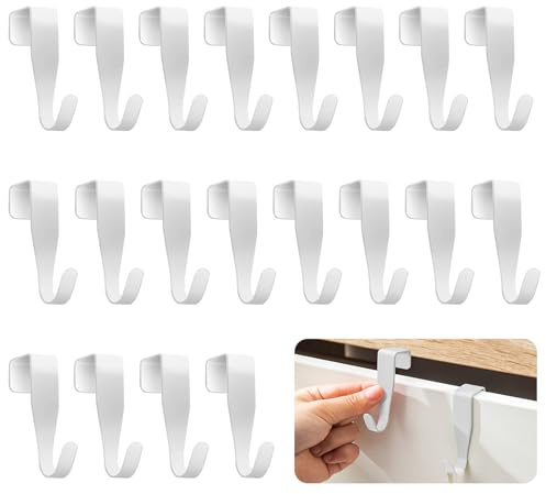 JJYHEHOT 20 pz Gancio per Porta, Gancio per Vestiti, Ganci Bianchi da Appendere, Gancio per Porta e Finestra da Appendere Senza Forare per Porte, Finestre, Porte di Armadio e Porte di Camera da Letto