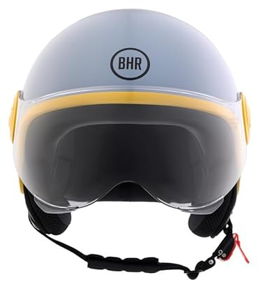 BHR Casco Demi-Jet, Casco Scooter 835 SPECIAL, Grigio, M | Omologato ECE 22.06, Visiera a Occhiale Antigraffio, Sgancio Micrometrico e Guanciali Removibili, Uomo e Donna