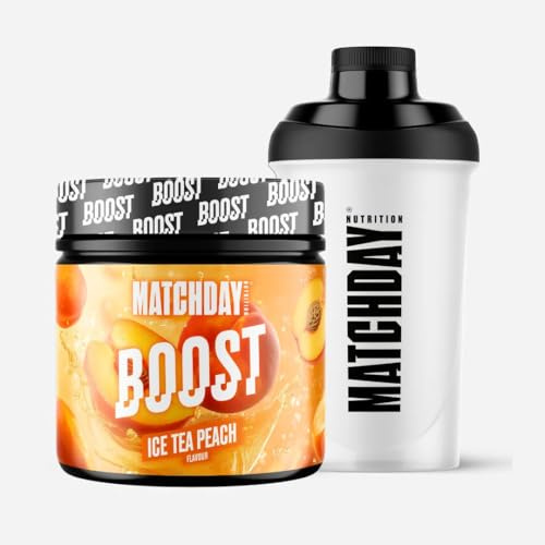 Matchday Nutrition BOOST Starterpack I Ice Tea Peach mit gratis Shaker I Sportler-Getränk als Booster
