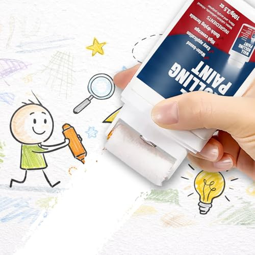 Mini Farbroller für Innenwände – Wandfarbe Weiß, Wandfarbe Ausbessern Weiß, Ausbesserungsfarbe Weiss, Tropffreier Roller 100g für Wände und Decken