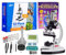 AmScope - M30-ABS-KT2-W-WM 1200X 52-teiliges Kinder-Schüler-Mikroskop-Set mit Dias, LED-Licht, Aufbewahrungsbox und Buch Die Welt des Mikroskops weiß