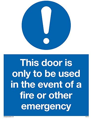 Viking Signs MA5724-A5P-V This Door Is Only To Be Used In The Event Of A Fire Or Other Emergency Sign, Vinyl, 200 mm H x 150 mm W