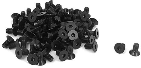 sourcing map 100 Stück M3 x 6mm Senkkopfschrauben Metrisch Innensechskant Schrauben Flachkopfschrauben Schwarz