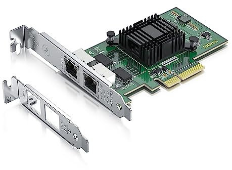 10Gtek® Scheda di Rete Gigabit PCIE per Intel I350-T2 - I350AM2 Chip, Dual Porte RJ45, 1Gbit PCI Express Ethernet LAN Card, 10/100/1000Mbps NIC per Windows Server, Win8, 10, XP and Linux