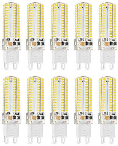 10 x 5.5 W LED Leuchtmittel G9, 104 LEDs, kaltWeiß 5000K, SMD 3014 AC220V, 500lm Super hell mit Beam Winkel 360 Grad.