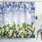 ABAKUHAUS Weihnachten Duschvorhang, Bokeh Schneeflocken, Stoffliches Gewebe Badezimmerdekorationsset mit Haken, 175 x 200 cm, Violettblau Grün