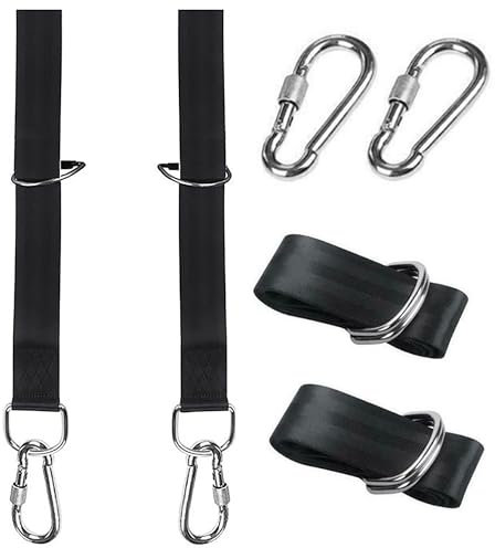Set of 2 Swing Hammock Tree Hanging Straps Hooks Carabiner Garden Swing Kit Fittings