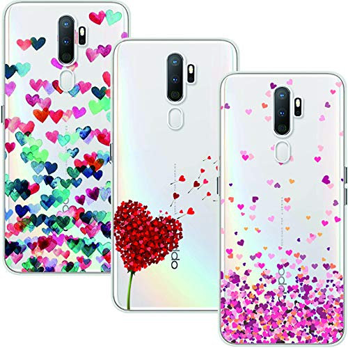 Funda para OPPO A5 2020/OPPO A9 2020, (3 Pack) Transparente TPU Silicona Carcasa Delgado Antigolpes Resistente, Amor