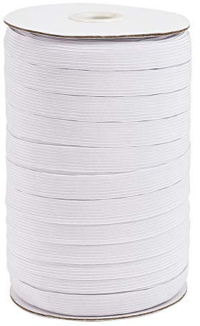 Elecrelive Cordon élastique tressé de 1,27 cm de large pour fabrication de bijoux, couture et travaux manuels Blanc 91,4 m