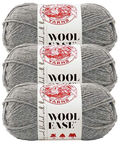 Lion Brand Yarn Wool-Ease Garn, Grau meliert, 3er-Pack