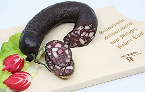 schwäbische SCHWARZWURST / BLUTWURST RING ca. 500g HAUSMACHER WURST MADE IN GERMANY SCHWABENLÄNDLE REGIONAL OHNE MASSENTIERHALTUNG LACTOSEFREI GLUTENFREI