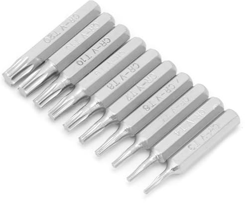 Fafeicy Set di punte per cacciavite a stella con gambo per placcatura superficiale 10 pezzi 4mm CR-V Strumenti di riparazione T3/T4/T5/T6/T7/T8/T9/T10/T15/T20, Set Di Cacciaviti