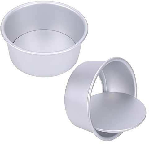 AILANDA 2pcs Molde Horno Redondo Molde para Tarta Molde Desmontable de Aleación de Aluminio para Pastel y Bizcochos, 6 inch, Plateado