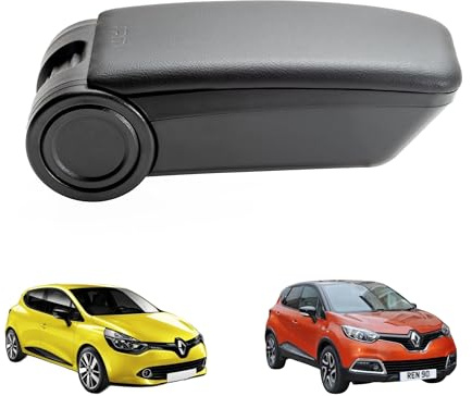 RATI Armster 3 Armlehnen, Montage am Sitz, kompatibel mit Renault Clio/Captur, 2013-2020, ohne Originalarmlehne, Schwarz, veganes Leder