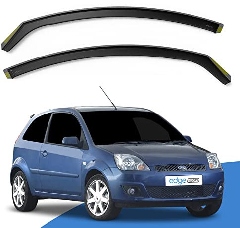 EdgeVisors Wind Deflectors | Fits: Ford Fiesta MK6 (2002-2008) 3 Door Hatchback 2pc Set | In-Channel Rain Guards for Wind, Rain & Sun Protection, Easy Installation - Tinted