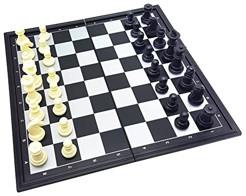 Lexibook, Chessman Classic, Ajedrez magnético y Plegable, 32 Piezas, Juego de Mesa Familiar, Negro/Gris, CGM320