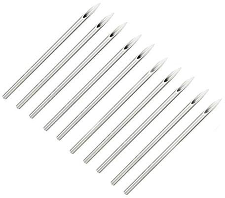 10PCS Ear Nose Piercing Needles Stainless Steel Ear Nose Navel Nipple Lip Piercing Supplies Body Piercing Tool with Individual Package (20G)