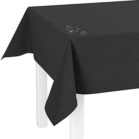 LILENO HOME Tischdecke abwaschbar [140x180cm] in Anthrazit - Gesäumte Polypropylen Gewebe Tischdecke wasserdicht mit Fleckschutz