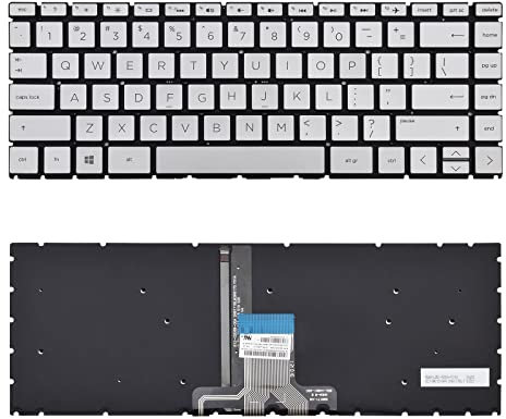 SUNMALL Replacement Keyboard Compatible with HP 14-CK 14-CD 14-CM 14-DG 14-DQ 14s-DQ 240 G7 245 G7 246 G7.Pavilion X360 14-CD 14-DH.Pavilion 14-CE with Backlit Sliver and US Layout