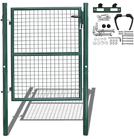 Jopassy Portail de jardin - 150 x 100 cm - Vert - Clôture en treillis - Avec poignée de qualité supérieure - Serrure et 3 clés - Robuste et durable