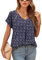 Yommay Blouses for Womens V Neck Ladies Tops Summer Chiffon Blouses Short Sleeve Casual T Shirts Tops (SX F Navy BlueX,X-Large)