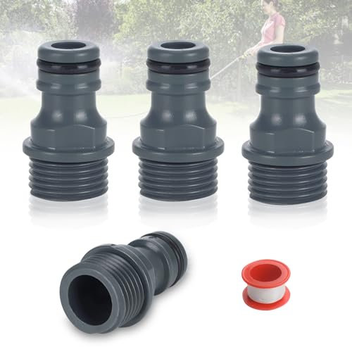 xianzhanEU 4 Stück Gartenschlauch Schnellkupplung, G1/2 Außengewinde Schnellkupplung Nippel, Adapter Bewässerungswerkzeug, mit Teflonband, für Bewässerungsgeräte mit Innengewinde