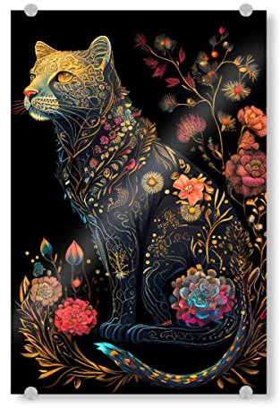 artboxONE Acrylglasbild 90x60 cm Tiere Blumenkatze Bild hinter Acrylglas - Bild Tier einzelheiten Fantasie