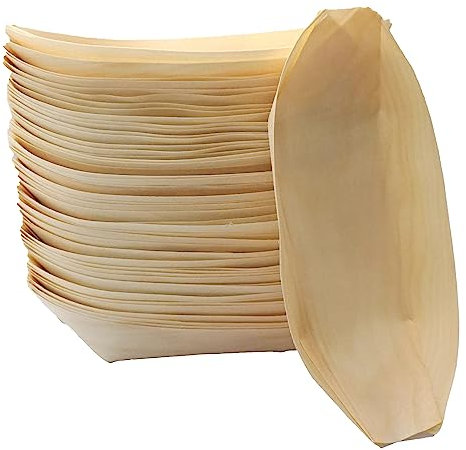 kleiner Panda Bambus Schiffchen - 50 Stück 19,5 cm - Schale, Snackschale für Fingerfood - Hochwertiges Einweggeschirr