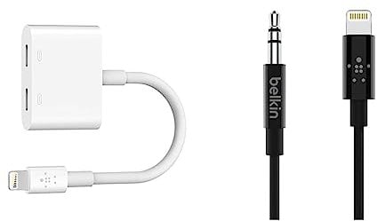 Belkin Rockstar Lightning-Audio- und Ladeadapter & Audiokabel mit Lightning Connector, 0,9 m/3,5 mm
