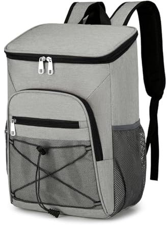 Gran Mochila de Picnic, Mochila de Refrigeración, Mochila Nevera Grande Antifugas, Nevera Portátil con Aislamiento Hermético, para Comida Almuerzo Playa Trabajo Picnic Camping, Gris (Gris)