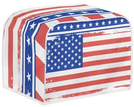 Jeiento Amerikanische Flagge Toaster Abdeckung Patriotischer Toaster Staubschutz Ofen Staubdichte Abdeckung zum Schutz Ihrer Brotmaschine oder Küche Kleine Geräte 2 Scheiben Schutzhülle