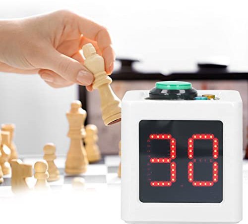 Würfel-Timer, Countdown-Timer, Schwerkraftsensor, Flip-Timer, Trainings-Timer, 1,4 Zoll, 4-seitige Digitale Schuss-Countdown-Stoppuhr für Private Poker-Schach-Casinos (Weiß)