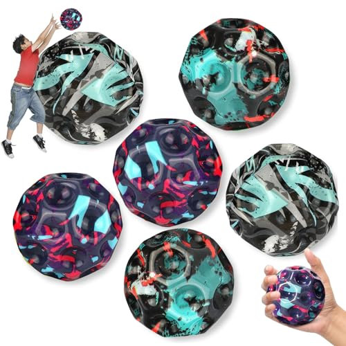 SFSSHUI 6 Stück Ball Sprünge Gummiball High Bounce Hole Ball Bouncing Ball Toy Galaxy Ball Gummiball Hohe Springender Gummiball Spielzeug Planeten Hüpfbälle Für Kinder Im Freien.
