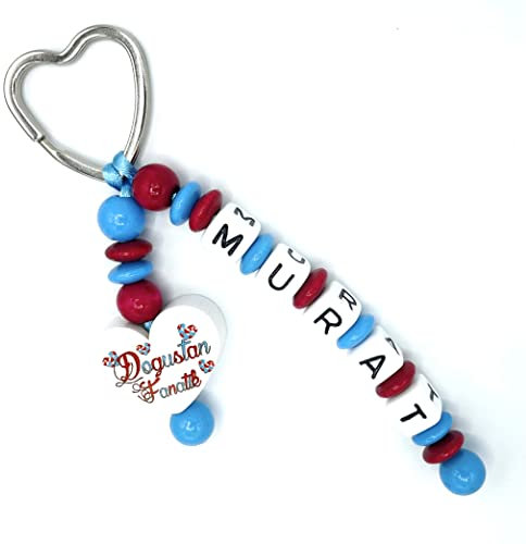 Schlüsselanhänger/Taschenbäumler mit Namen  für TRABZONSPOR Fan & DOGUSTAN FANATIK  Bordeauxrot Skyblau/Unisex/Personalisiert/Modell 2