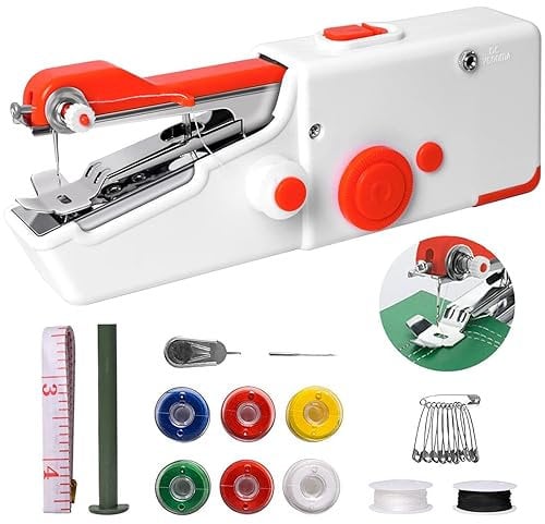 Macchina Cucire Portatile, Mini Macchina da Cucire Elettrica Portatile per Principianti Adulti, Facile da Usare e Punto Veloce, Adatto Per Vestiti, Tessuti, Cutain, Viaggi Domestici Fai da Te