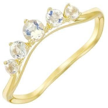 Ayoiow Ring für Frauen Gold 9K Wellenknall Mit Mondstein Ringe für Damen Gold