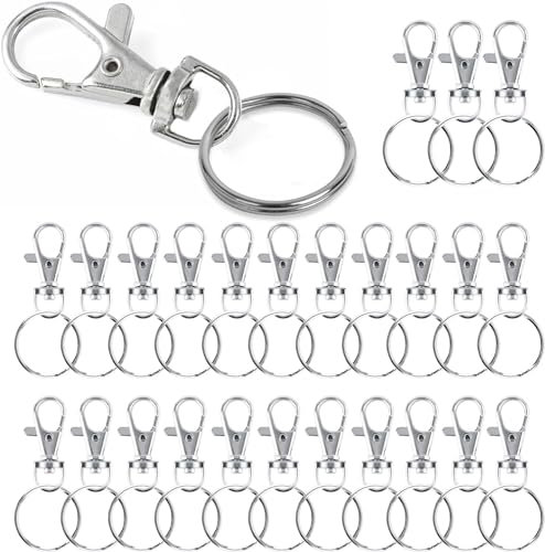 80 Pièces Porte-clés Rotatif, Mousqueton Porte Cléf (40 Mousquetons et 40 Porte-clés) Rotatif avec Mousqueton Pivotant pour Clés, Sacs à Main, Etiquettes pour Animaux, Fabrication de Bijoux