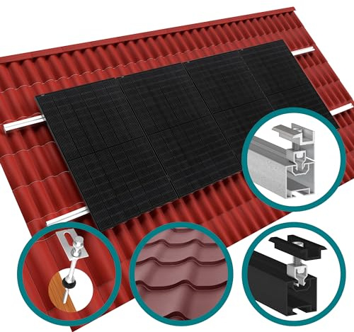 doitBau Basis-Montageset Klickfix 200mm Wellblech/ -Faserzement silber für Solarmodule befestigen Photovoltaik Halterung Befestigung PV Montage Set Modul Schrägdach Dach Flachdach