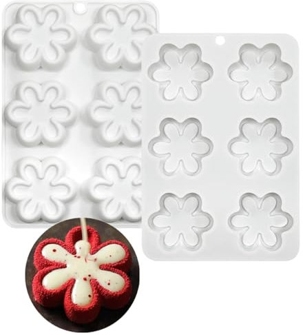 TUKE Flower Shape Chocolate Candy Molds Silicone Baking Mold Ice Cube Tray-Wedding Festival,Parties and DIY Crafts Pudding Chocolate Silicone Molds (Flower E)