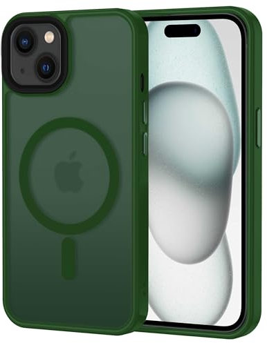 XTCASE für iPhone 13 Hülle Magnetisch kompatibel mit Magsafe, Matt Transluzente Handyhülle für iPhone 13 Kratzfeste PC Rückseite + TPU Bumper - Dunkelgrün