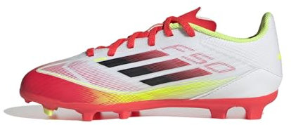 adidas F50 League Football Boots FG/MG Kids, Botas de fútbol, Cloud White/Core Black/Solar Yellow, 29 EU