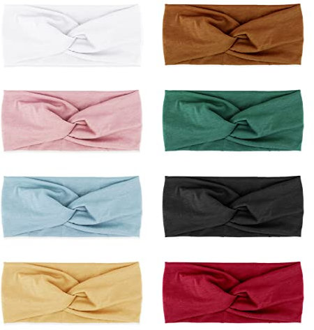DRESHOW 8 Stück Damen Stirnband Kopfband Haarband Turban Elastische Kopf Wickeln Niedlich Haarschmuck für Mädchen