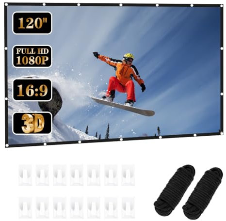 wllqinte Beamer Leinwand 100 Zoll, 16: 9 HD Faltbarer Projektionsschirm, 221 x 125 cm Projektionsleinwand Projektor Leinwand für Indoor und Outdoor für Film und Büropräsentationen