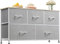 WLIVE Chest of Drawers, 5 Fabric Drawers Cabinet with Easy Pull Handle, Wood Top and Sturdy Steel Frame for Bedroom, Living Room, Light Grey
