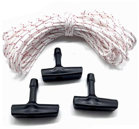 Corde de Démarreur à Rappel,Corde de Démarrage,Lanceur Poignée de Démarrage avec Corde,Corde de Traction10 Mètres 3,0 mm,Avec 3 Pièces Poignée de Démarrage,pour Tondeuse à Gazon,Tronçonneuse