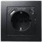 Toma con 1x USB-C - Carga rápida de 18W + 1x USB-A | ESTILO | 250V~/16A, toma de pared de empotrar con protección de enchufe negro mate
